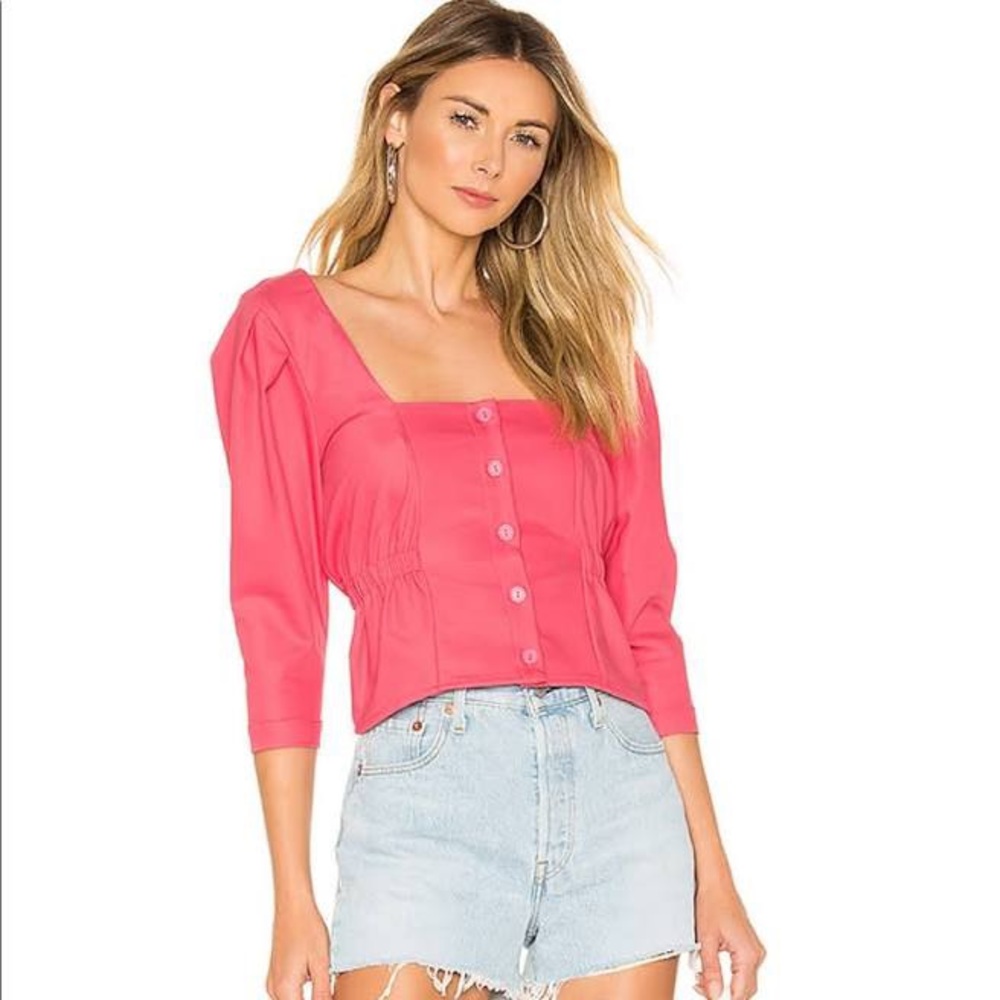 L’academie Astrid Blouse in Calypso Coral, size XS